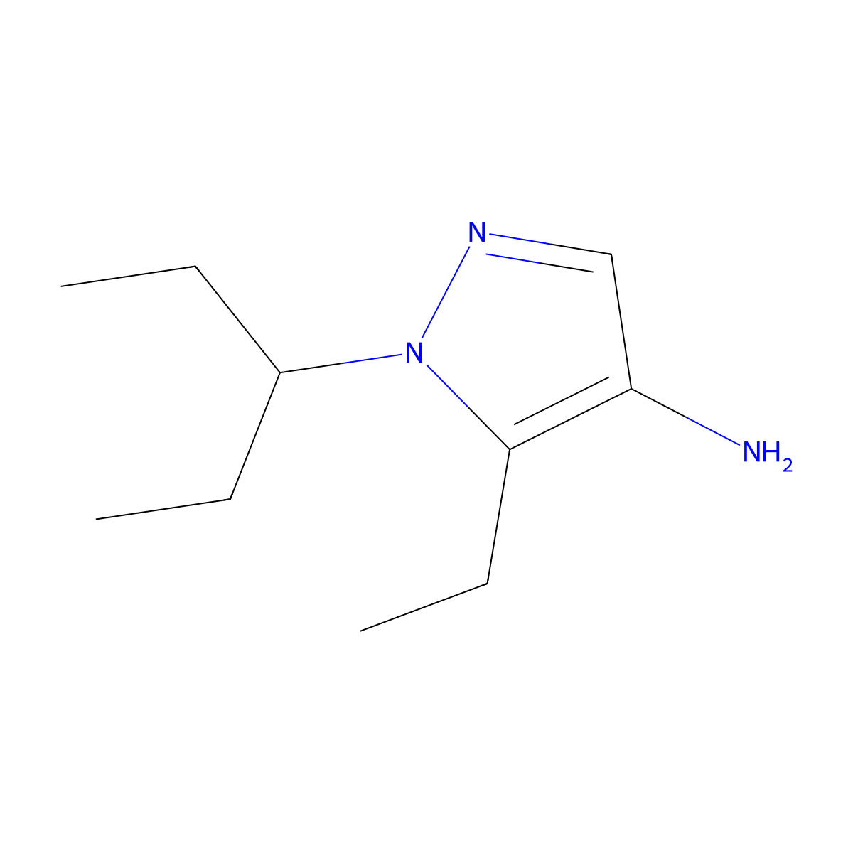 5-ethyl-1-(pentan-3-yl)-1H-pyrazol-4-amine molecular structure, CAS 1543192-11-5