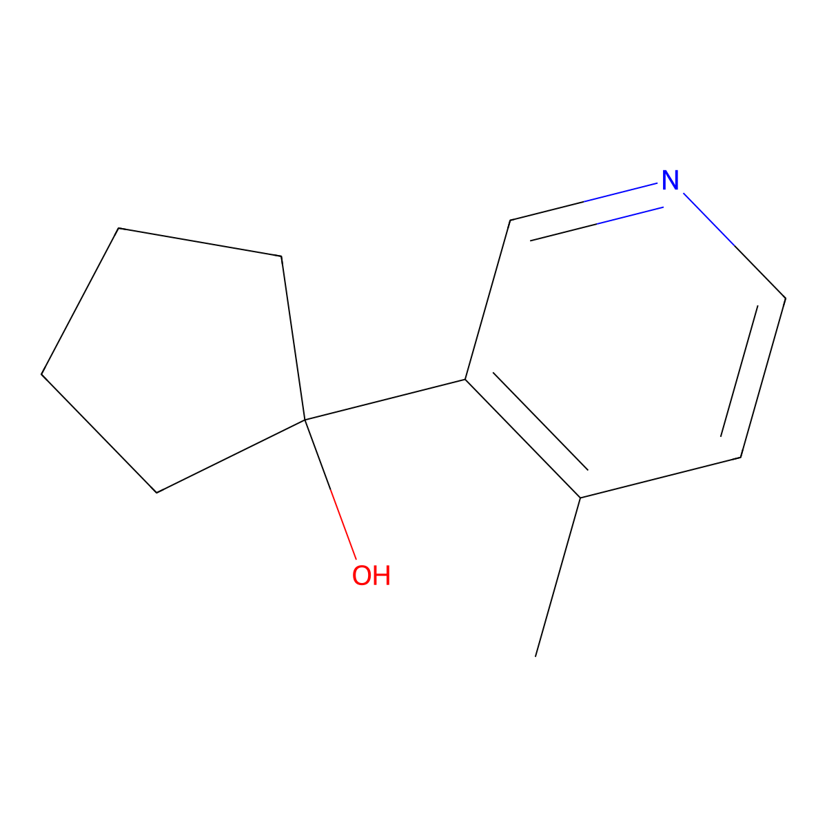 1-(4-Methylpyridin-3-yl)cyclopentanol molecular structure, CAS 1543197-05-2