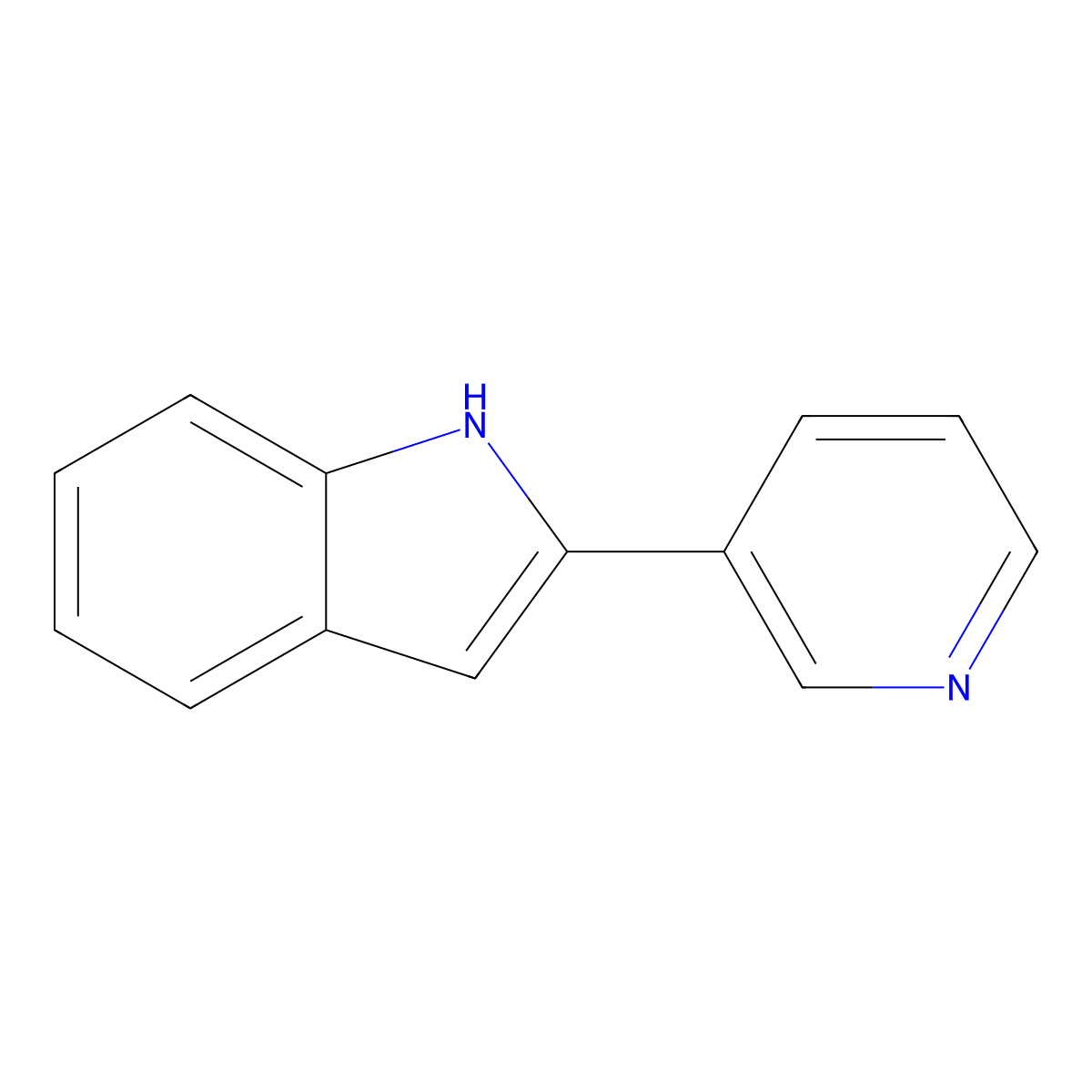 2-(pyridin-3-yl)-1H-indole molecular structure, CAS 15432-24-3