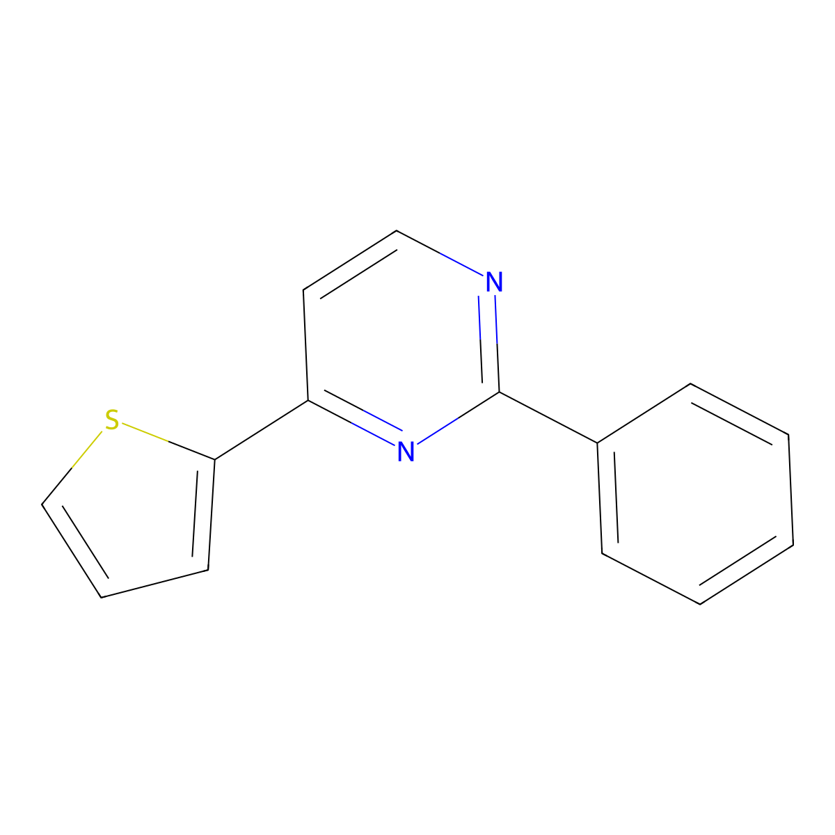 Pyrimidine, 2-phenyl-4-(2-thienyl)- molecular structure, CAS 154321-61-6