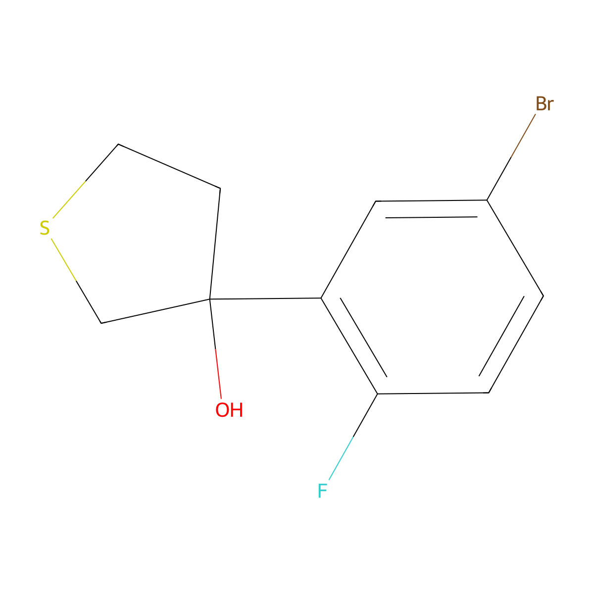 3-(5-Bromo-2-fluorophenyl)tetrahydrothiophene-3-ol molecular structure, CAS 1543232-19-4