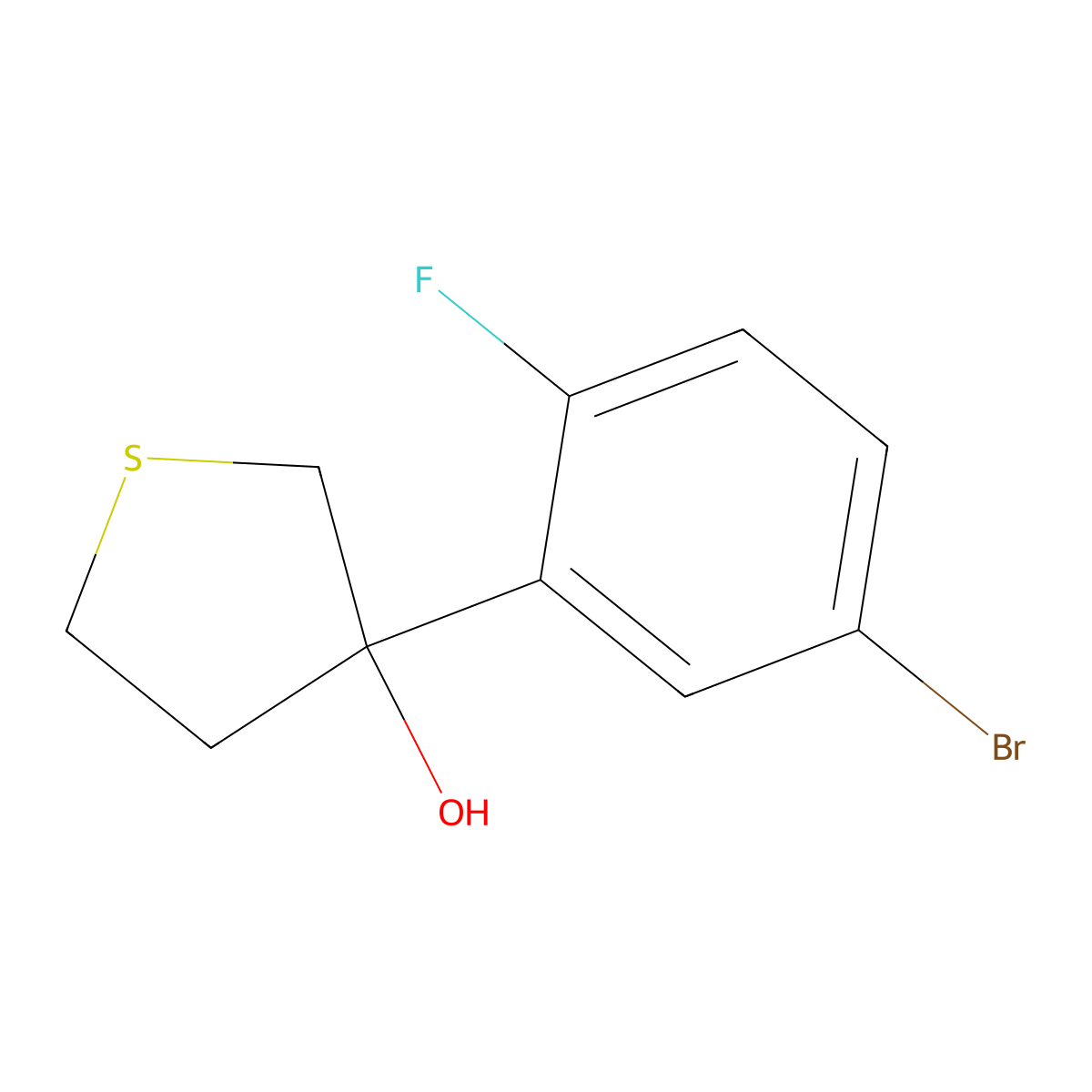 3-(5-Bromo-2-fluorophenyl)tetrahydrothiophene-3-ol molecular structure, CAS 1543232-19-4