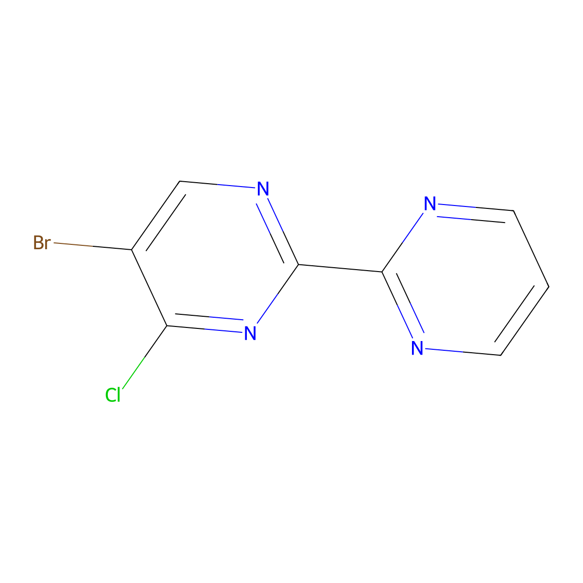 5-Bromo-4-chloro-2-(pyrimidin-2-yl)pyrimidine molecular structure, CAS 1543250-32-3