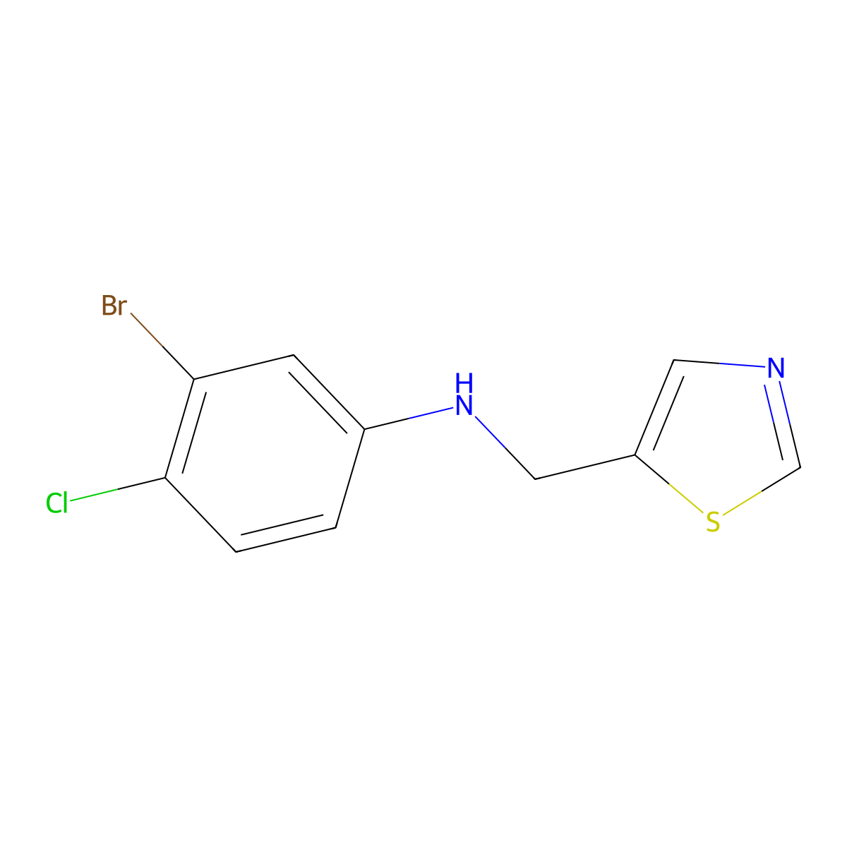 3-bromo-4-chloro-N-[(1,3-thiazol-5-yl)methyl]aniline molecular structure, CAS 1543251-25-7