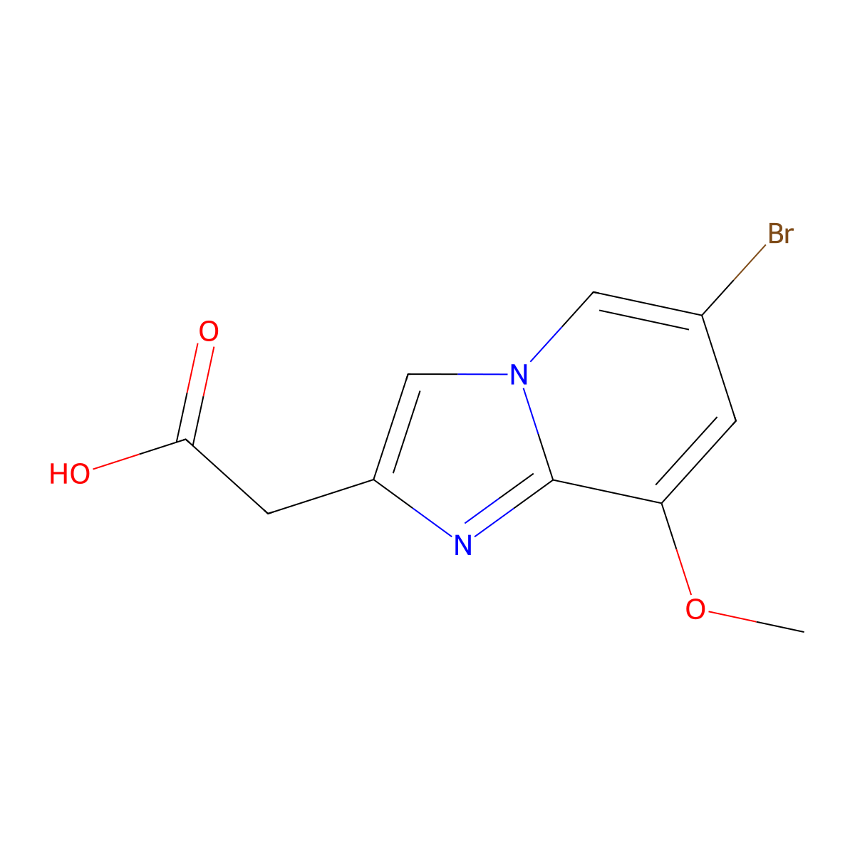 2-{6-Bromo-8-methoxyimidazo[1,2-a]pyridin-2-yl}acetic acid molecular structure, CAS 1543258-72-5