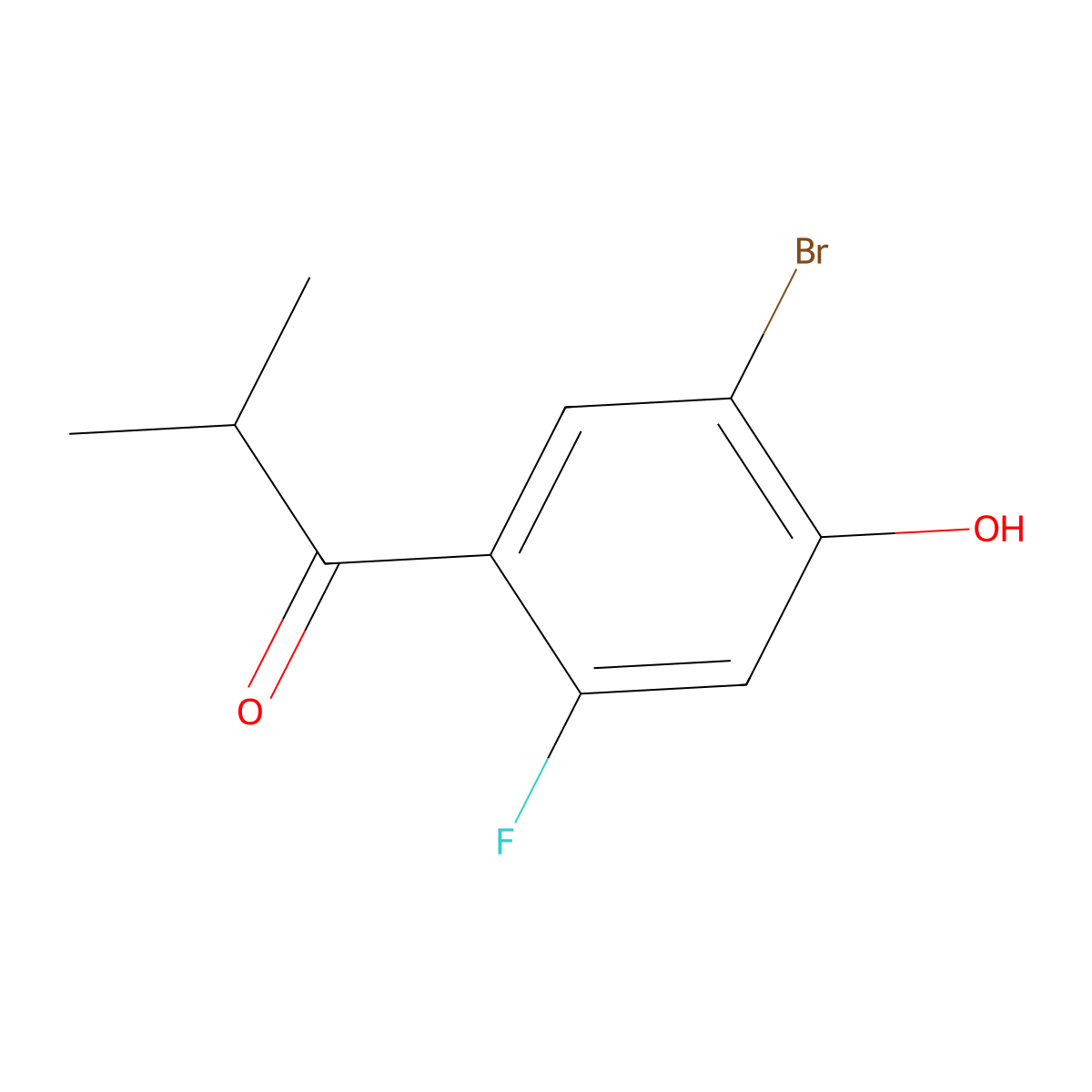 1-(5-Bromo-2-fluoro-4-hydroxyphenyl)-2-methylpropan-1-one molecular structure, CAS 1543278-00-7