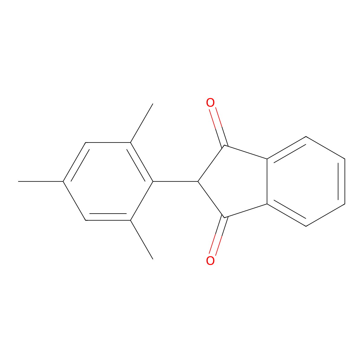 1H-Indene-1,3(2H)-dione, 2-(2,4,6-trimethylphenyl)- molecular structure, CAS 15433-03-1