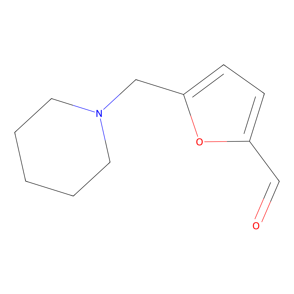 5-(Piperidin-1-ylmethyl)furan-2-carbaldehyde molecular structure, CAS 15433-82-6