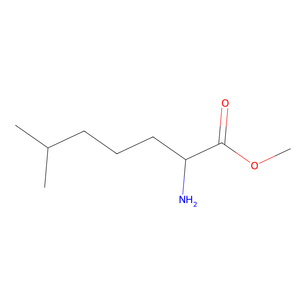 Methyl 2-amino-6-methylheptanoate molecular structure, CAS 1543313-02-5
