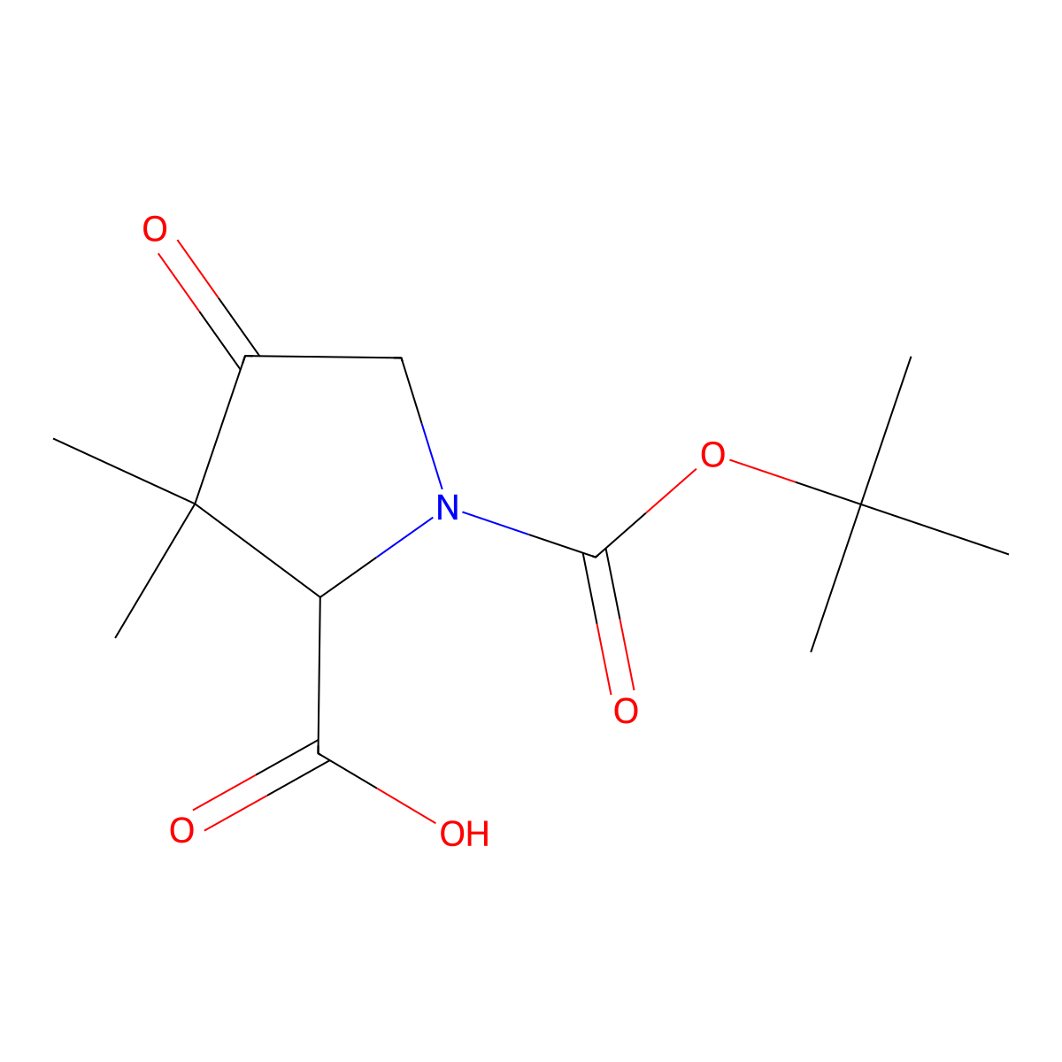 1-(tert-Butoxycarbonyl)-3,3-dimethyl-4-oxopyrrolidine-2-carboxylic acid molecular structure, CAS 1543320-62-2