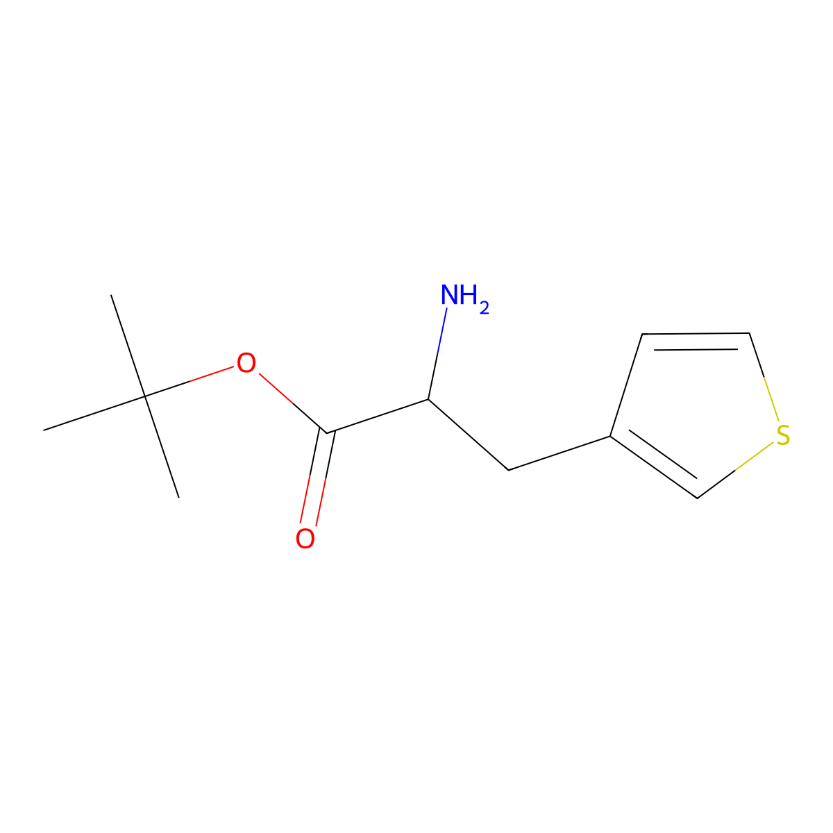 Tert-butyl 2-amino-3-(thiophen-3-yl)propanoate molecular structure, CAS 1543328-39-7