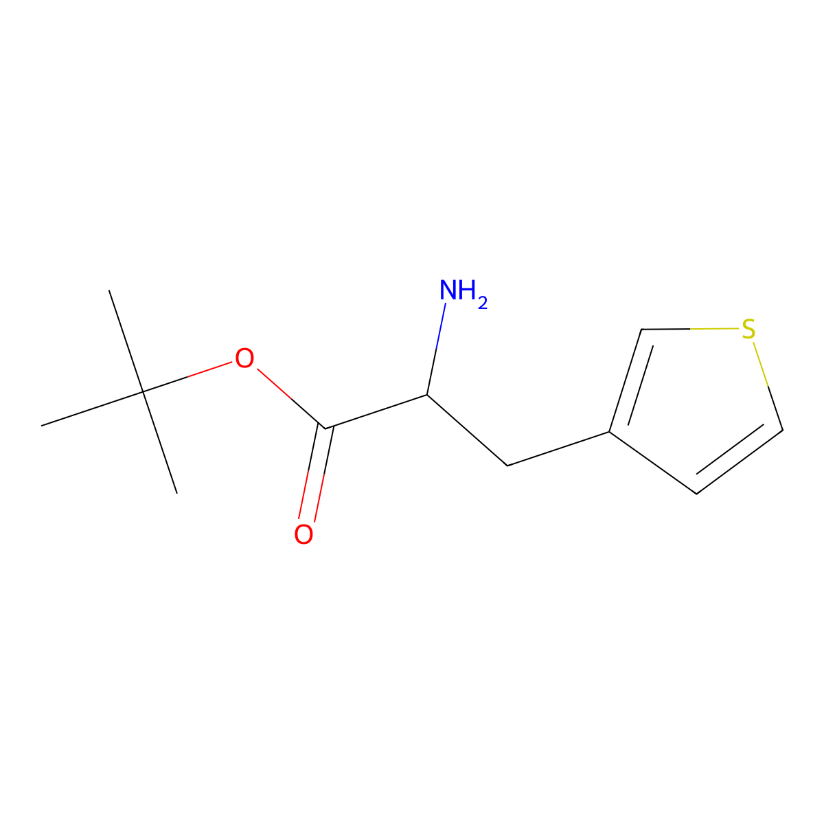 Tert-butyl 2-amino-3-(thiophen-3-yl)propanoate molecular structure, CAS 1543328-39-7