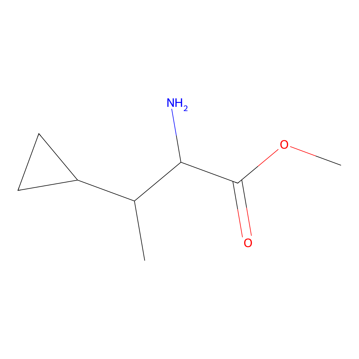 Methyl 2-amino-3-cyclopropylbutanoate molecular structure, CAS 1543344-37-1