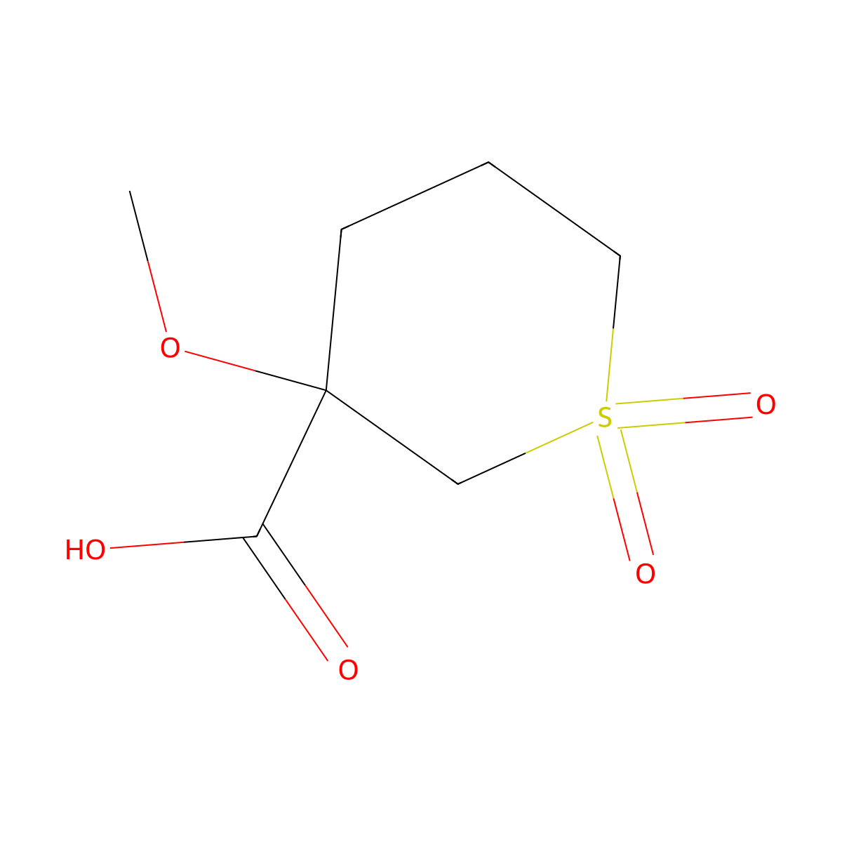 3-Methoxy-1,1-dioxo-1lambda6-thiane-3-carboxylic acid molecular structure, CAS 1543368-00-8