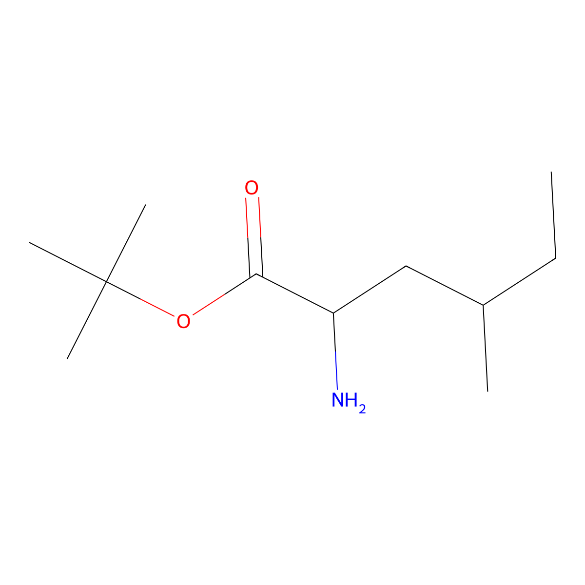 Tert-butyl 2-amino-4-methylhexanoate molecular structure, CAS 1543377-82-7