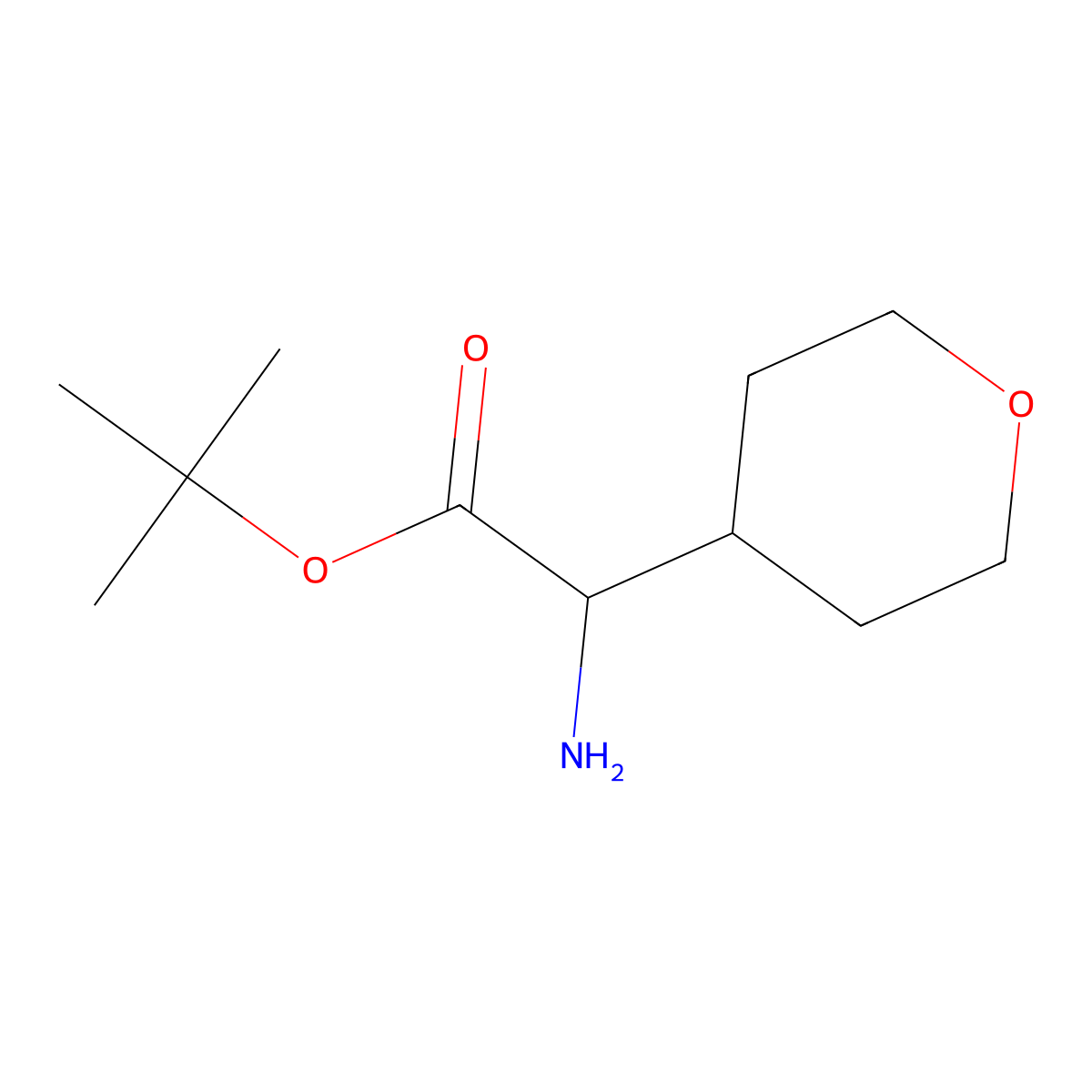 tert-Butyl 2-amino-2-(tetrahydro-2H-pyran-4-yl)acetate molecular structure, CAS 1543387-05-8