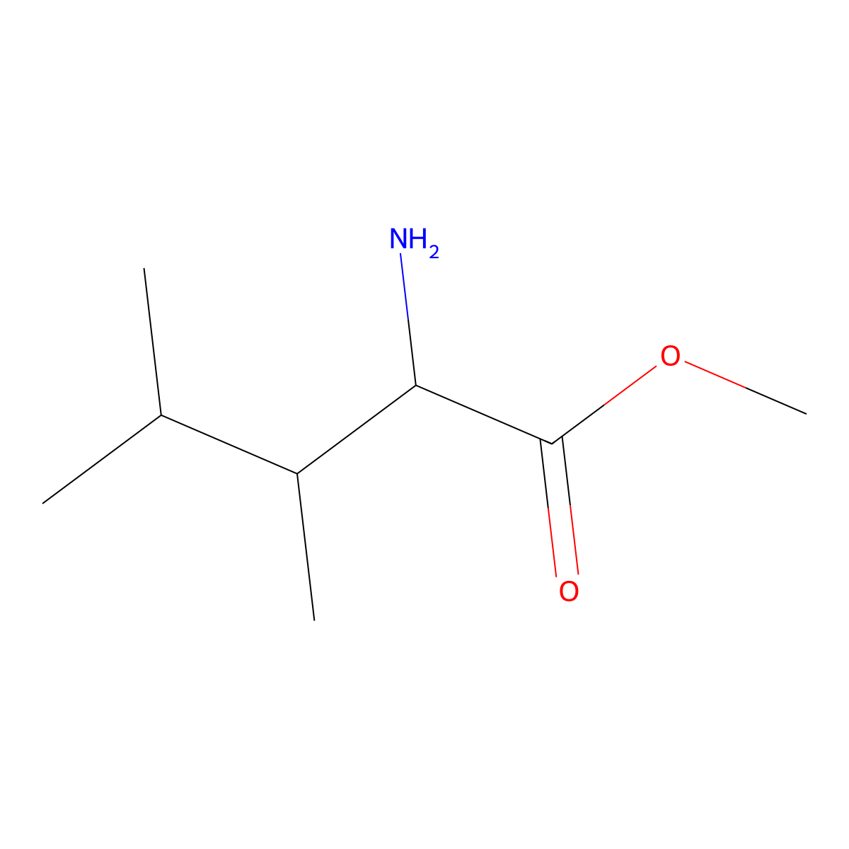 Methyl 2-amino-3,4-dimethylpentanoate molecular structure, CAS 1543407-68-6