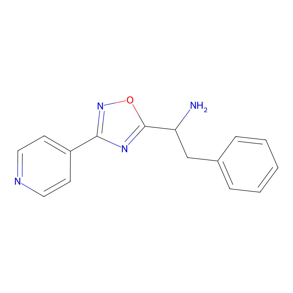 2-Phenyl-1-(3-(pyridin-4-yl)-1,2,4-oxadiazol-5-yl)ethan-1-amine molecular structure, CAS 154345-93-4