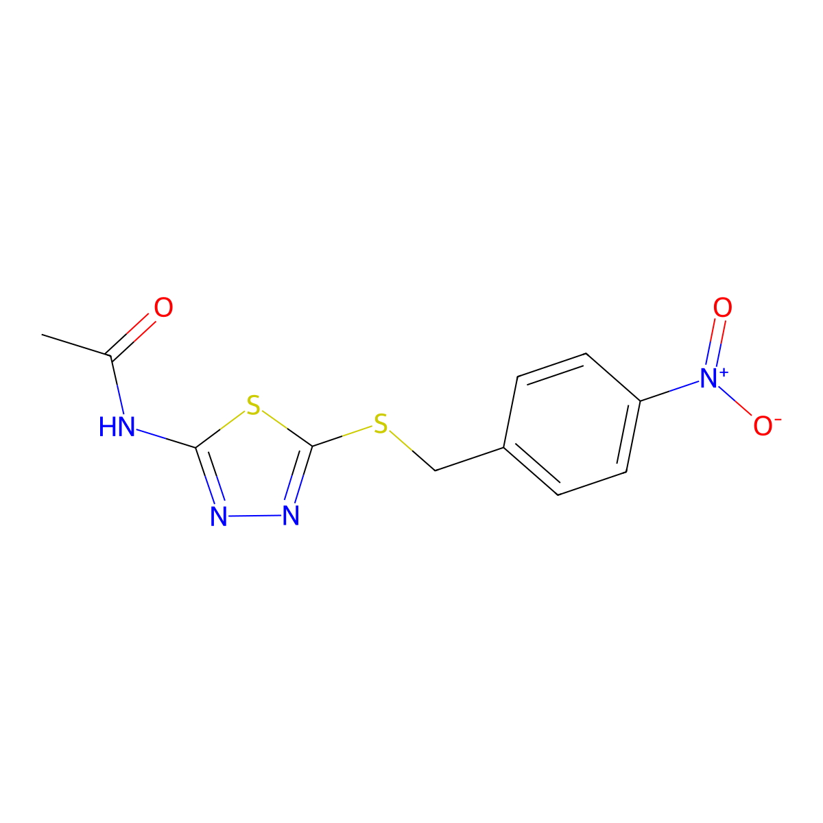 N-{5-[(4-nitrobenzyl)sulfanyl]-1,3,4-thiadiazol-2-yl}acetamide molecular structure, CAS 154347-51-0