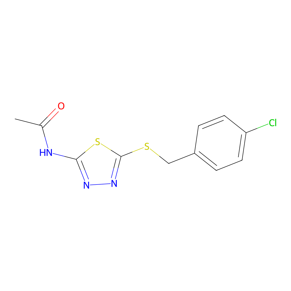 N-(5-((4-chlorobenzyl)thio)-1,3,4-thiadiazol-2-yl)acetamide molecular structure, CAS 154347-53-2