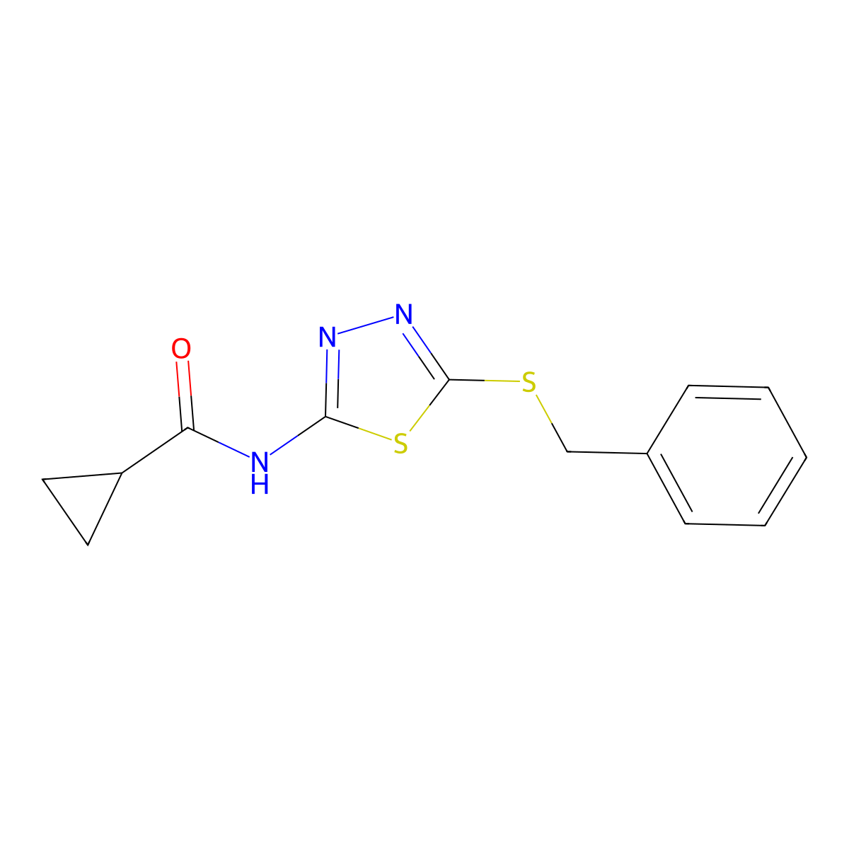 N-(5-(benzylthio)-1,3,4-thiadiazol-2-yl)cyclopropanecarboxamide molecular structure, CAS 154347-57-6