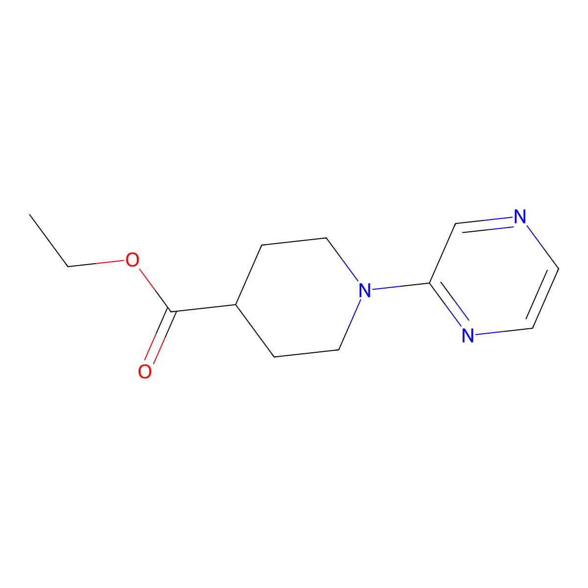 Ethyl 1-(pyrazin-2-yl)piperidine-4-carboxylate molecular structure, CAS 154348-18-2