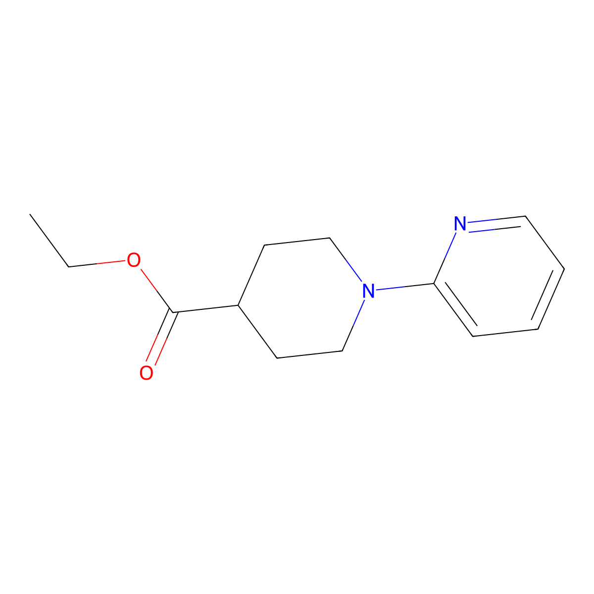 Ethyl 1-(pyridin-2-yl)piperidine-4-carboxylate molecular structure, CAS 154348-19-3