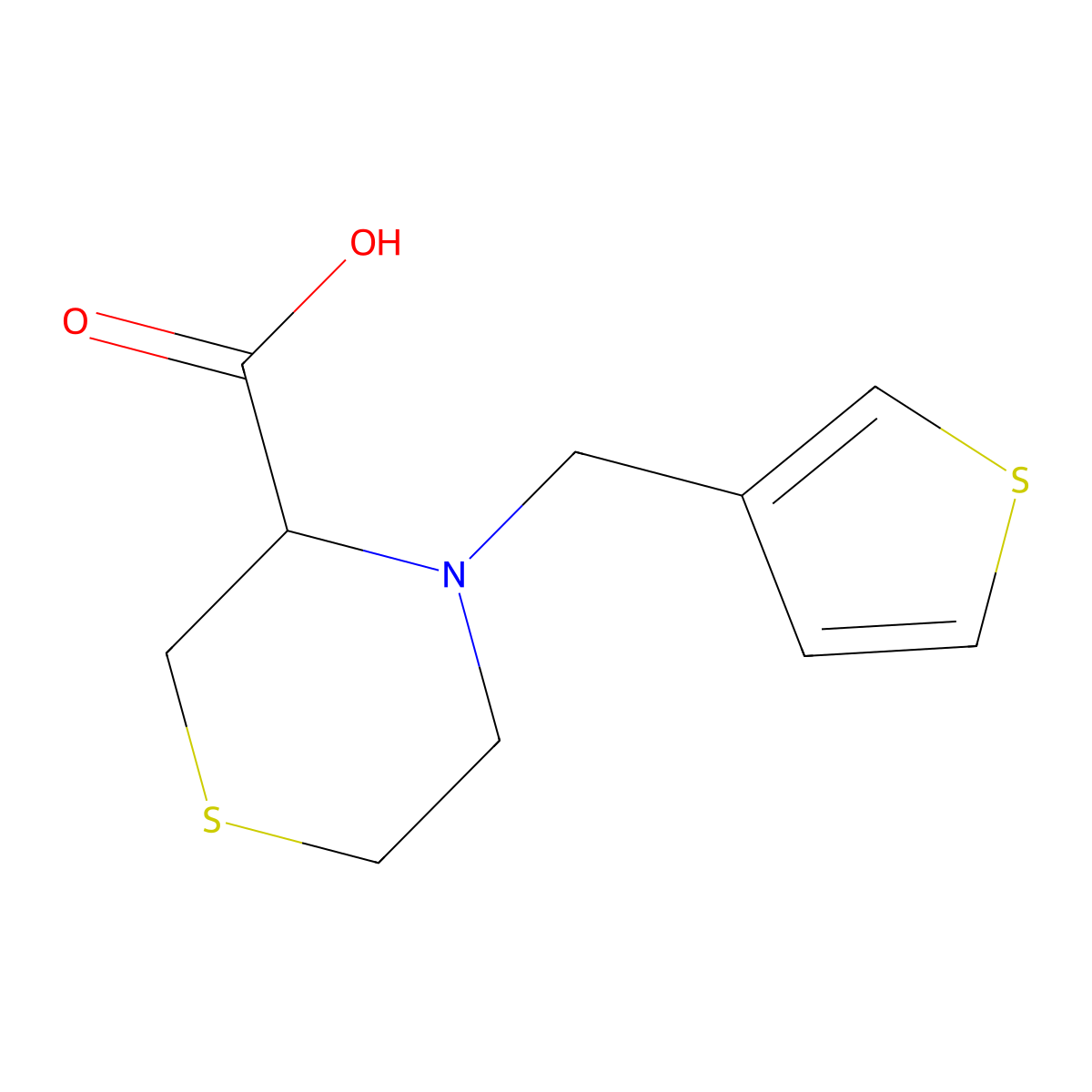 4-(Thiophen-3-ylmethyl)thiomorpholine-3-carboxylic acid molecular structure, CAS 1543487-30-4