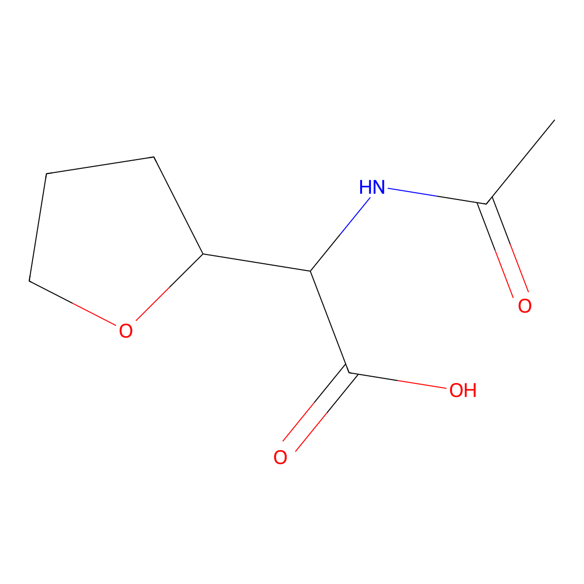 2-Acetamido-2-(oxolan-2-yl)acetic acid molecular structure, CAS 1543506-68-8