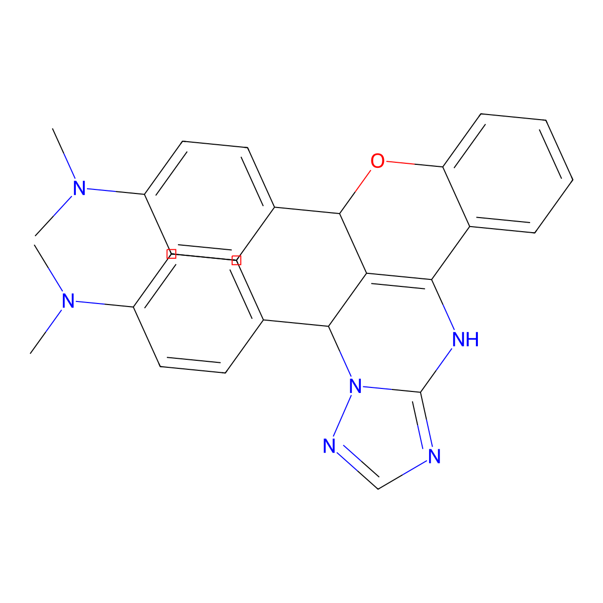4-{6-[4-(dimethylamino)phenyl]-7,11-dihydro-6H-chromeno[4,3-d][1,2,4]triazolo[1,5-a]pyrimidin-7-yl}-N,N-dimethylaniline molecular structure, CAS 154355-99-4