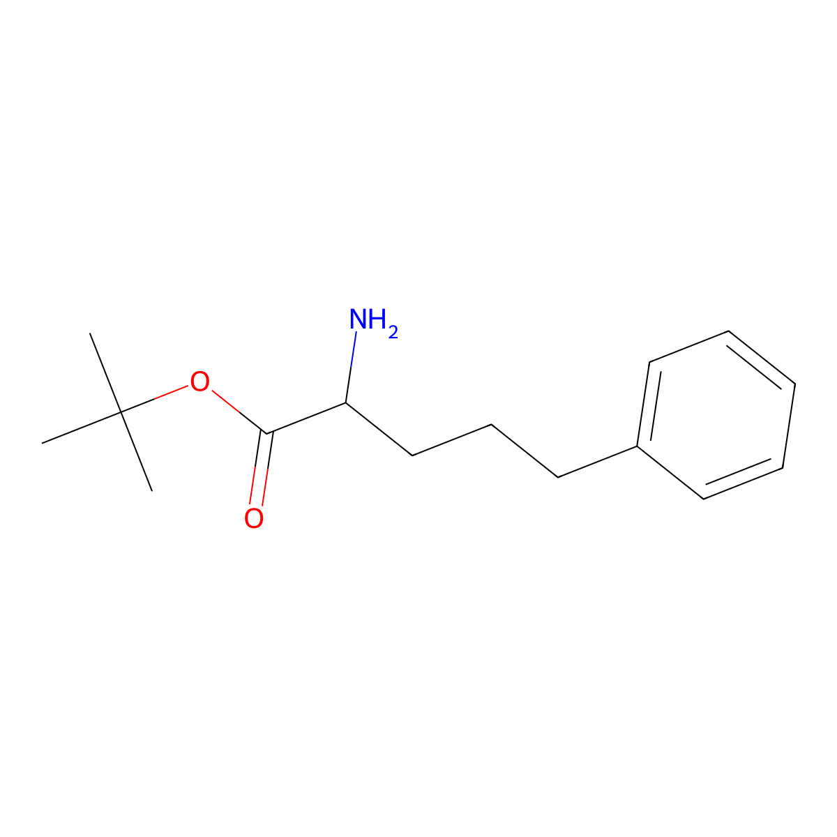 Tert-butyl 2-amino-5-phenylpentanoate molecular structure, CAS 1543565-84-9