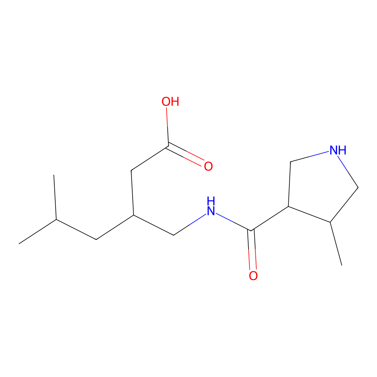 5-Methyl-3-{[(4-methylpyrrolidin-3-yl)formamido]methyl}hexanoic acid molecular structure, CAS 1543581-82-3