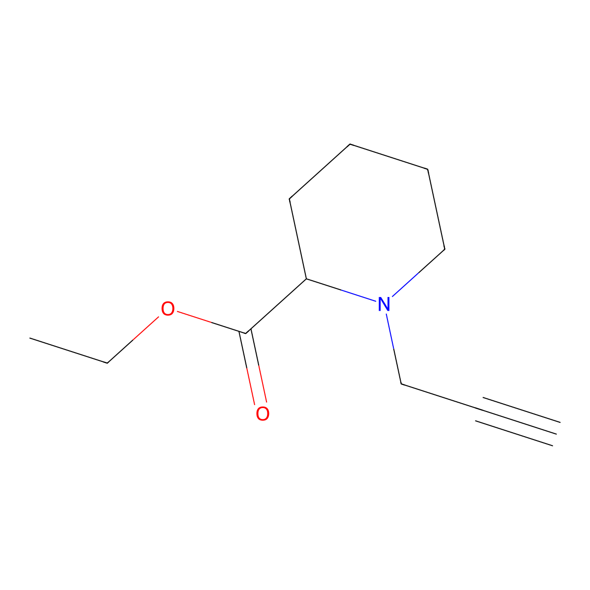 Ethyl 1-(prop-2-yn-1-yl)piperidine-2-carboxylate molecular structure, CAS 1543589-93-0