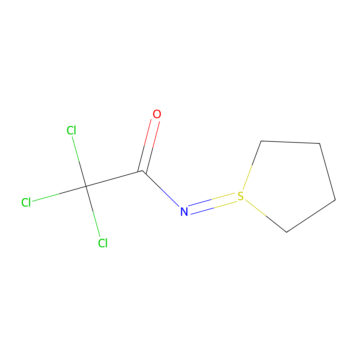 Thiophene, 1,1,2,3,4,5-hexahydro-1-((trichloroacetyl)imino)- molecular structure, CAS 15436-35-8