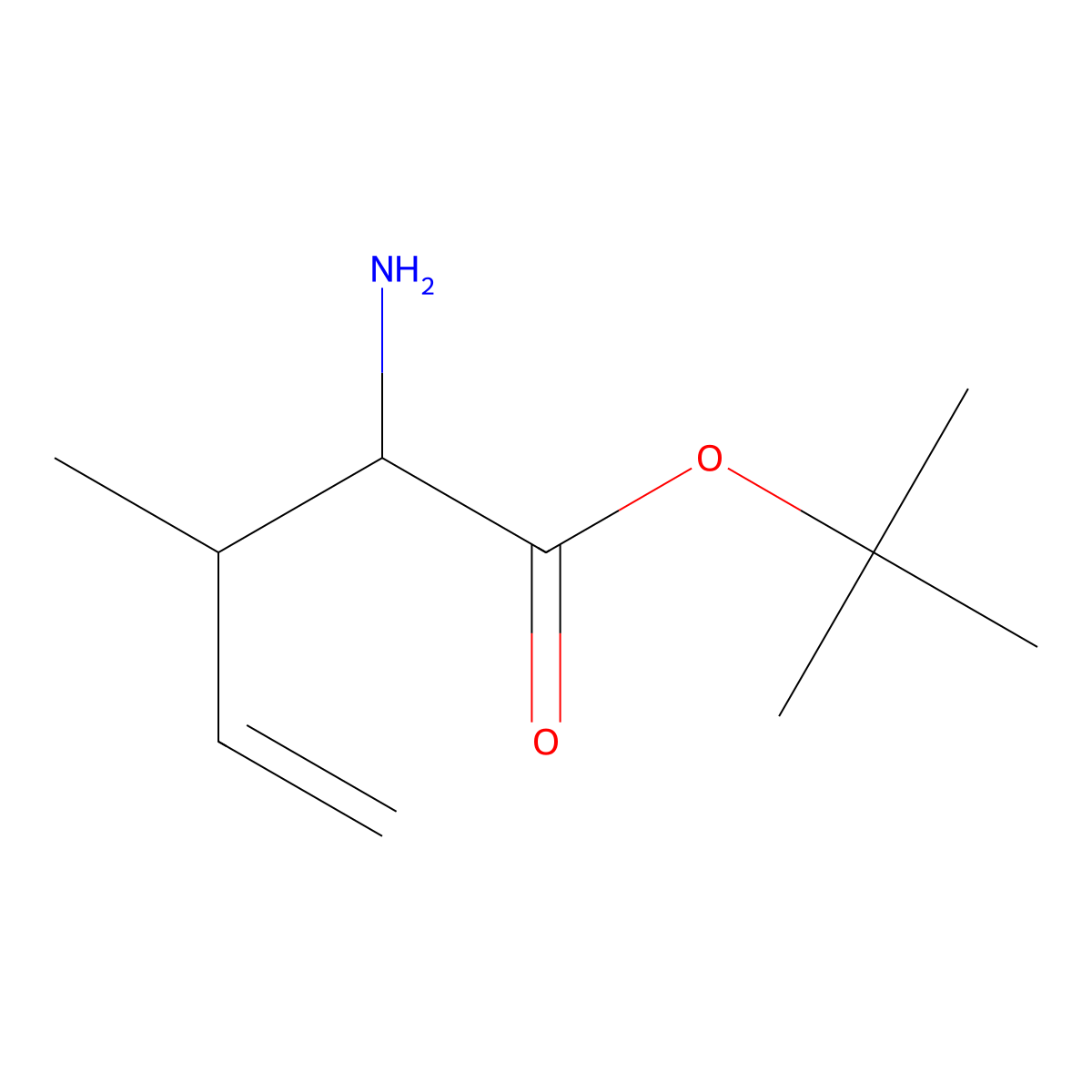 Tert-butyl 2-amino-3-methylpent-4-enoate molecular structure, CAS 1543649-22-4