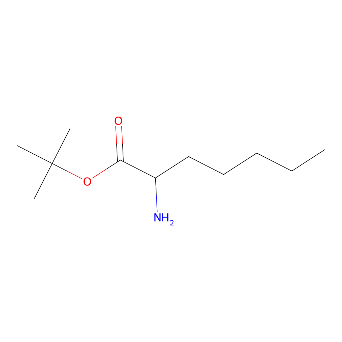 Tert-butyl 2-aminoheptanoate molecular structure, CAS 1543649-24-6