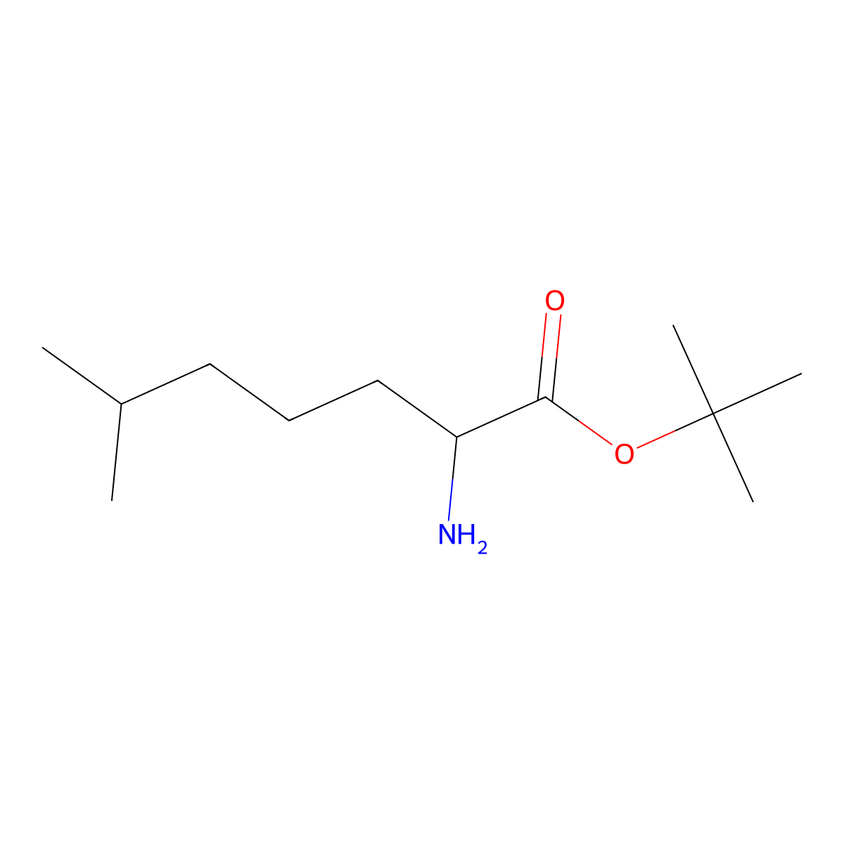 Tert-butyl 2-amino-6-methylheptanoate molecular structure, CAS 1543649-33-7