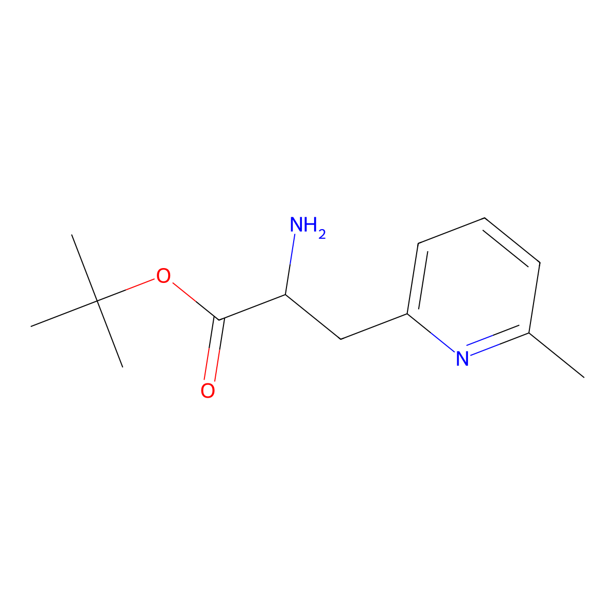 Tert-butyl 2-amino-3-(6-methylpyridin-2-yl)propanoate molecular structure, CAS 1543649-68-8