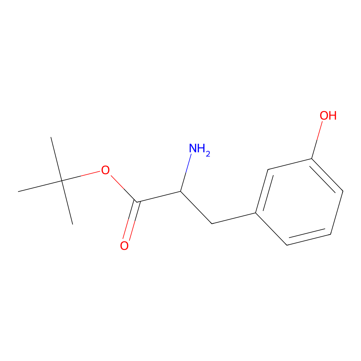 Tert-butyl 2-amino-3-(3-hydroxyphenyl)propanoate molecular structure, CAS 1543649-71-3