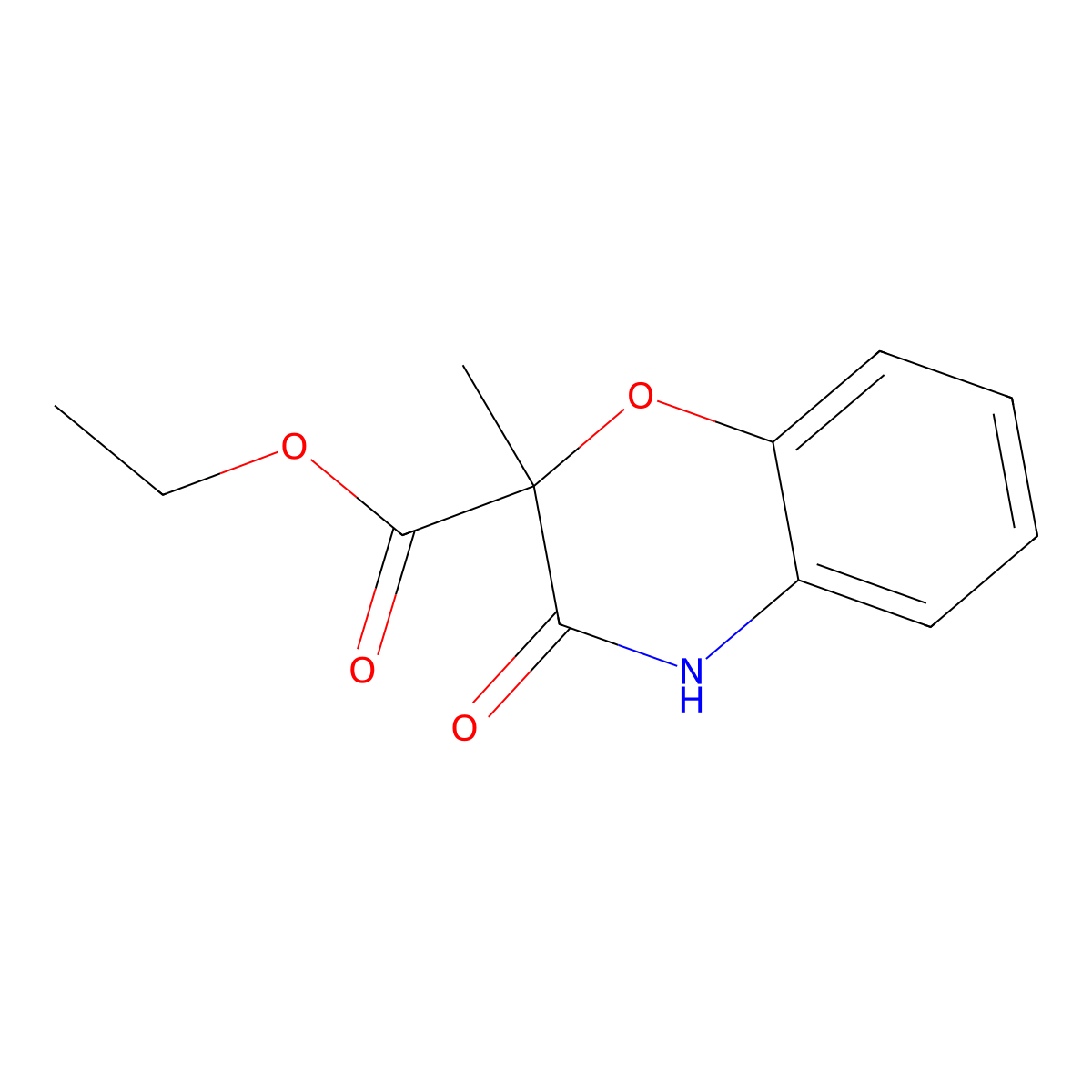 Ethyl 2-methyl-3-oxo-3,4-dihydro-2H-1,4-benzoxazine-2-carboxylate molecular structure, CAS 154365-33-0