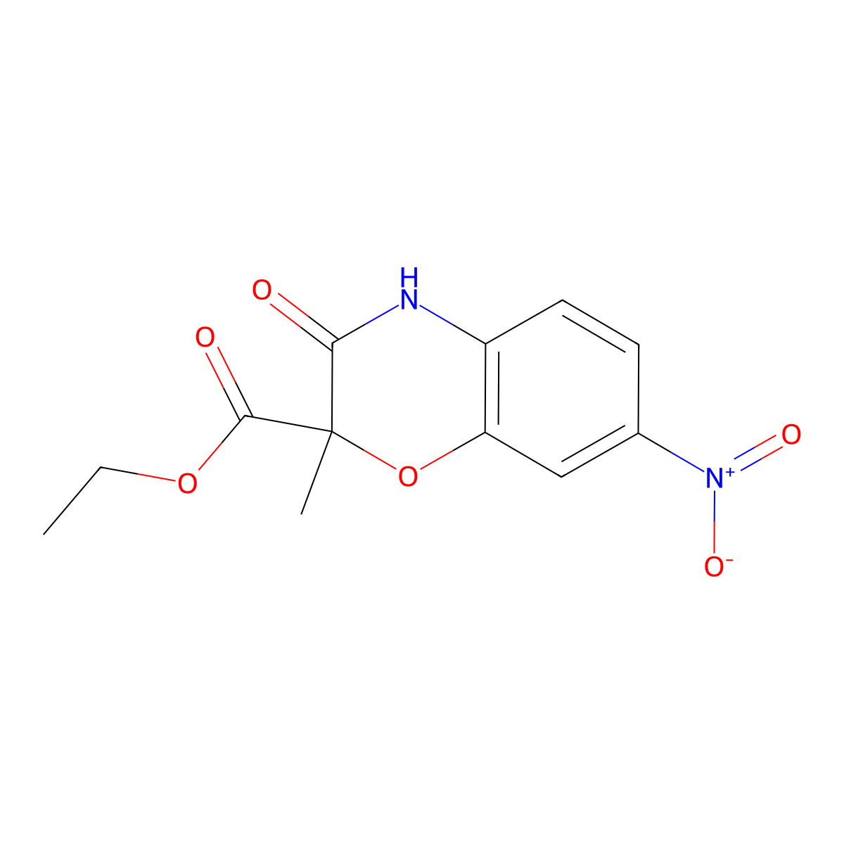 Ethyl 2-methyl-7-nitro-3-oxo-3,4-dihydro-2H-1,4-benzoxazine-2-carboxylate molecular structure, CAS 154365-36-3
