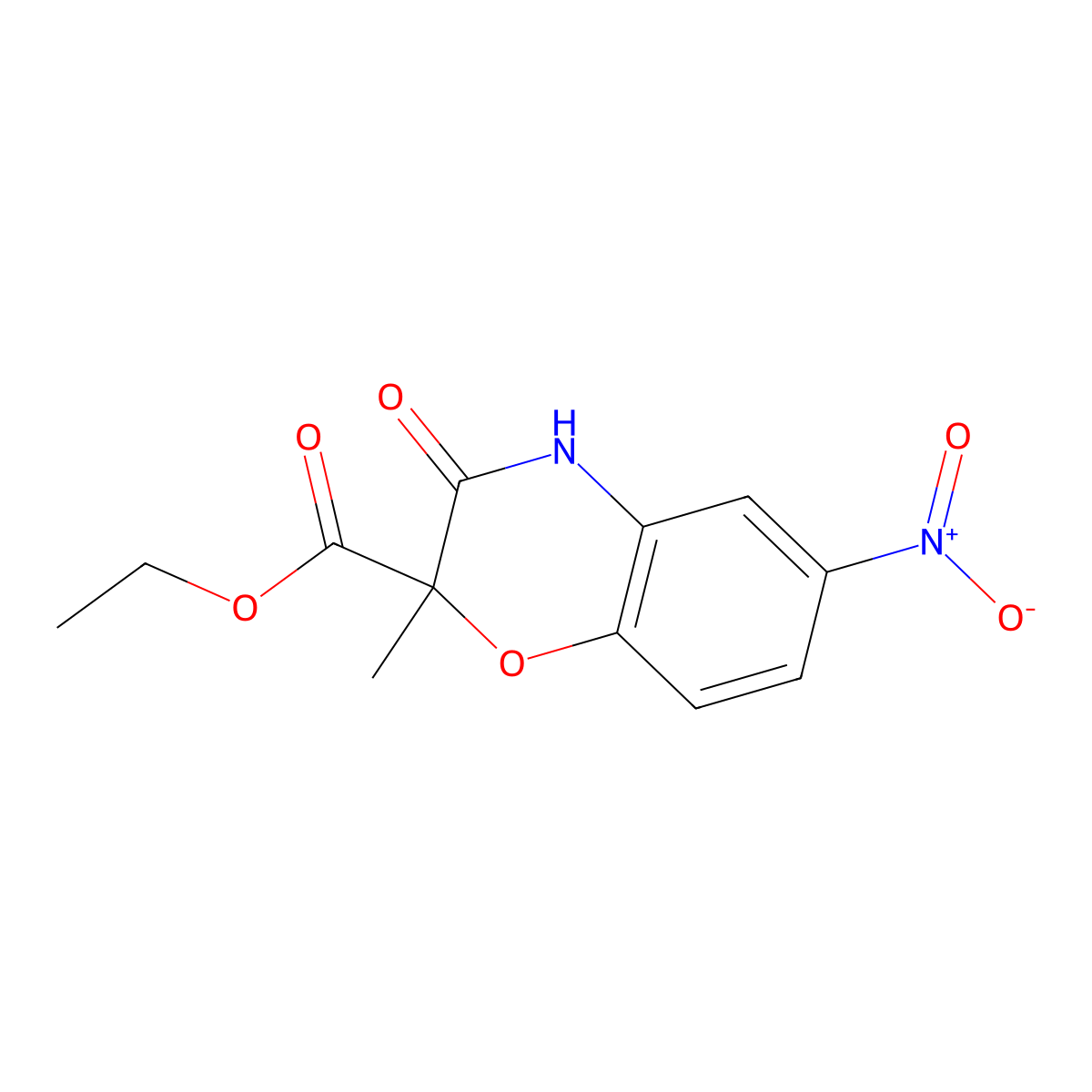 Ethyl 2-methyl-6-nitro-3-oxo-3,4-dihydro-2H-1,4-benzoxazine-2-carboxylate molecular structure, CAS 154365-37-4