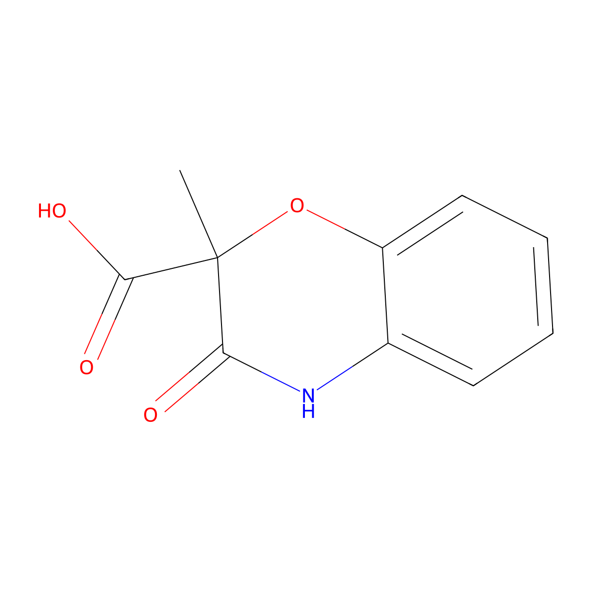 2-Methyl-3-oxo-3,4-dihydro-2H-1,4-benzoxazine-2-carboxylic acid molecular structure, CAS 154365-40-9