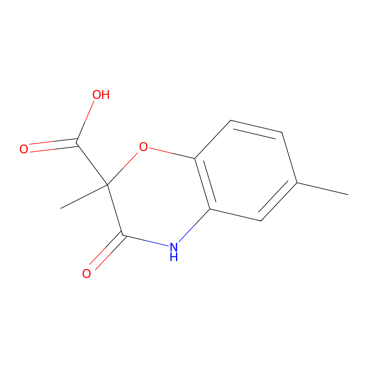 3,4-Dihydro-2,6-dimethyl-3-oxo-2H-1,4-benzoxazine-2-carboxylic acid molecular structure, CAS 154365-41-0