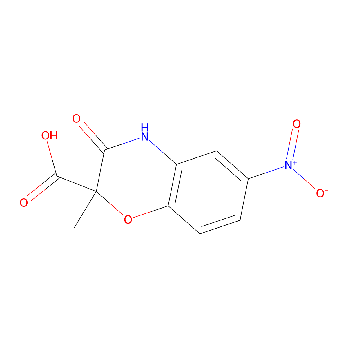 2-Methyl-6-nitro-3-oxo-3,4-dihydro-2H-1,4-benzoxazine-2-carboxylic acid molecular structure, CAS 154365-44-3