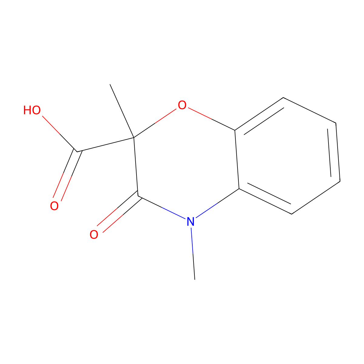 3,4-Dihydro-2,4-dimethyl-3-oxo-2H-1,4-benzoxazine-2-carboxylic acid molecular structure, CAS 154365-46-5