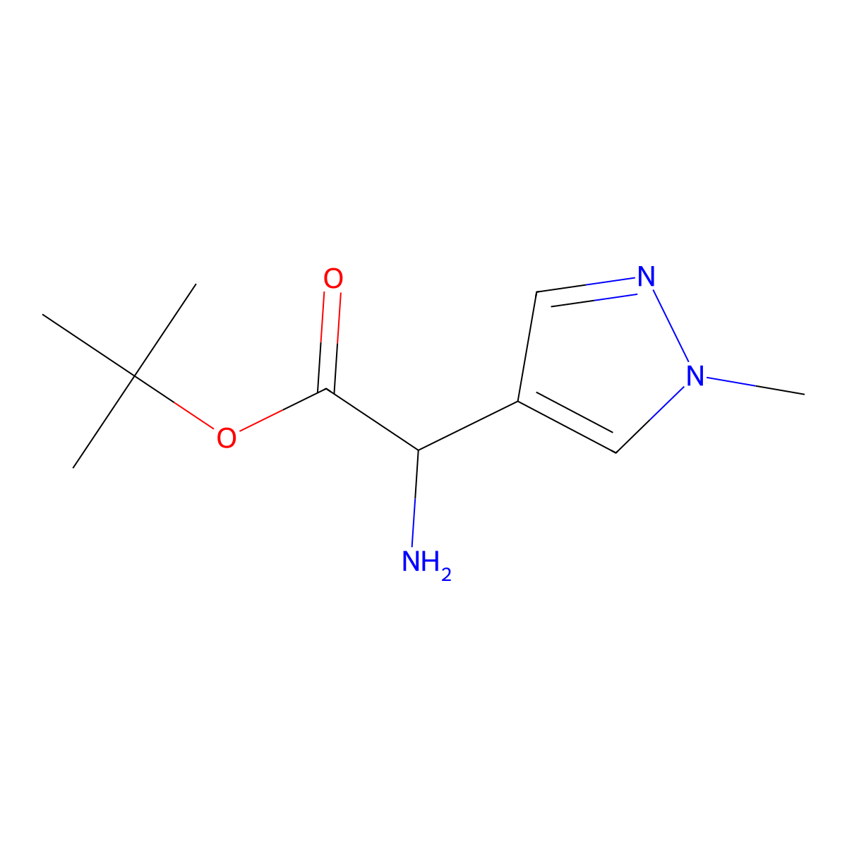 tert-butyl 2-amino-2-(1-methyl-1H-pyrazol-4-yl)acetate molecular structure, CAS 1543672-58-7