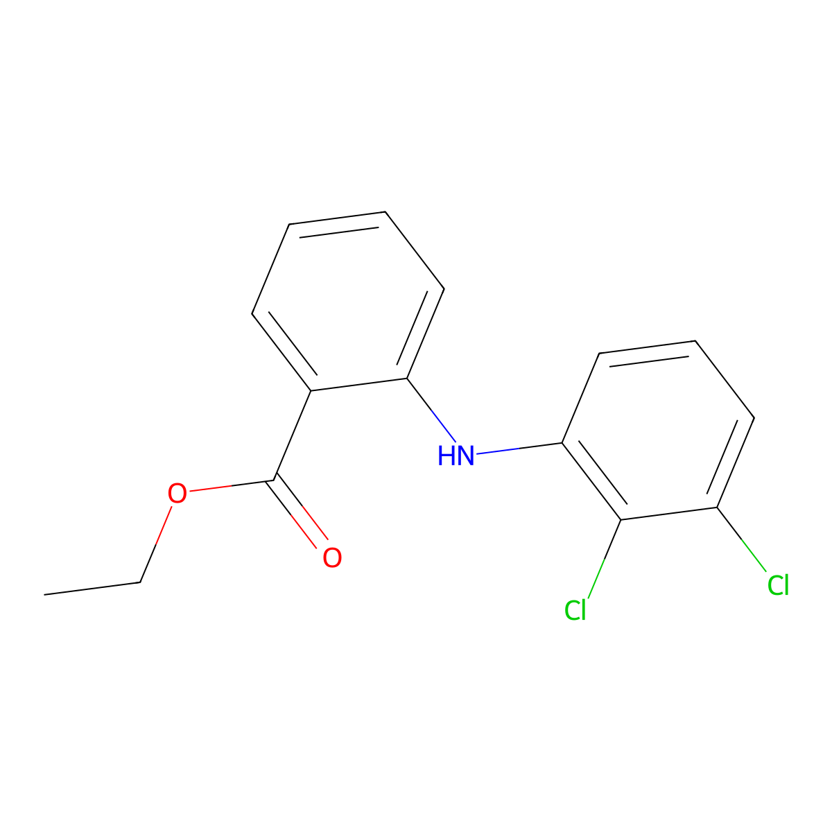 Ethyl 2-[(2,3-dichlorophenyl)amino]benzoate molecular structure, CAS 15437-38-4