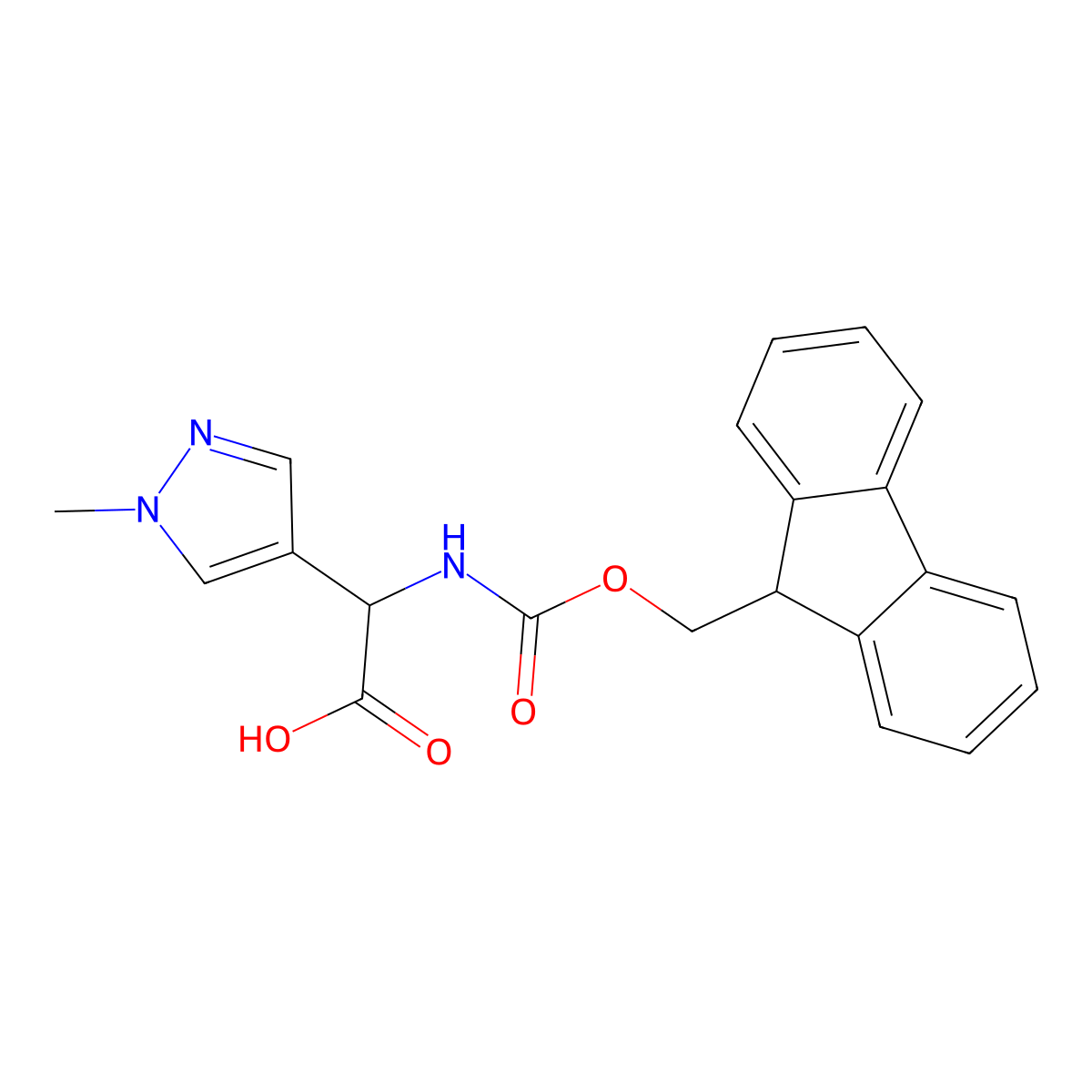 2-({[(9H-fluoren-9-yl)methoxy]carbonyl}amino)-2-(1-methyl-1H-pyrazol-4-yl)acetic acid molecular structure, CAS 1543701-81-0