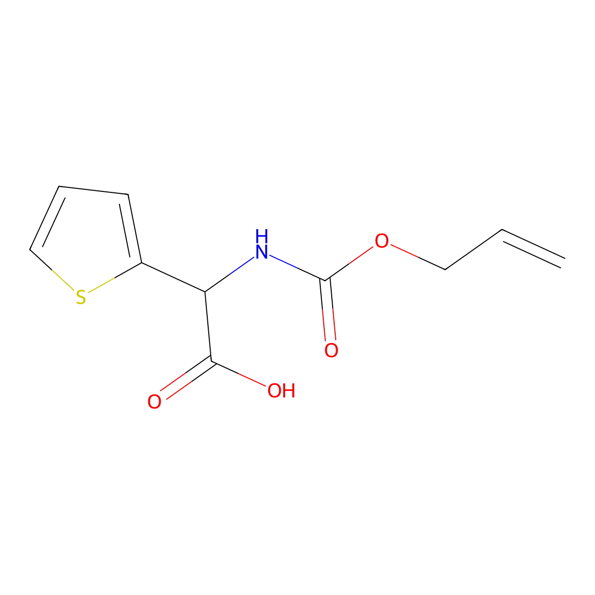 2-{[(Prop-2-en-1-yloxy)carbonyl]amino}-2-(thiophen-2-yl)acetic acid molecular structure, CAS 1543714-60-8